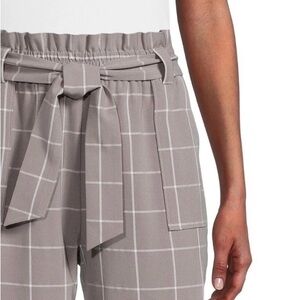 🆕 Nine Eight New York Plaid Cropped Paper Bag Waist Belted Slacks Sz Large NEW
